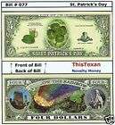 25 Saint Patricks Day St. Patrick Money Bills Notes Lot  