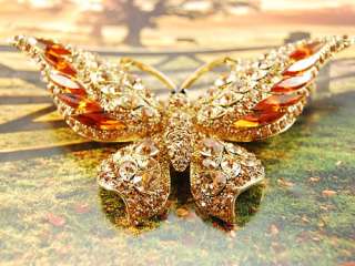 Large Dazzling Swarovski Crystal Element Jewelry Topaz Butterfly 