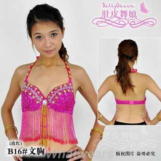 Belly Dance Costume Tassels Halter Sequin Bra Top B95  