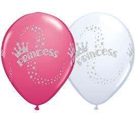 Pink & White Glitter Princess Latex 11 Balloons x 25 £17.50