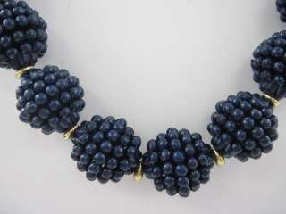 DESIGNER Vintage Blueberry Gold Tone Necklace  