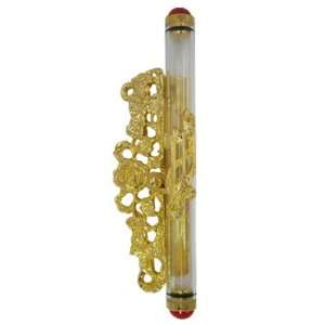  Mezuza for Jewish Home. 24K Gold Plated. Glass Cylinder 