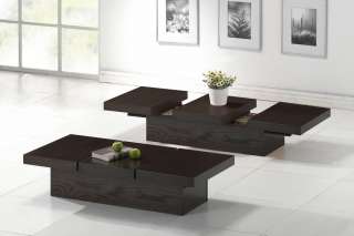Modern Hidden Storage Dark Wood Wenge Coffee Table Low Profile 