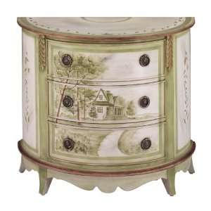  Demilune 3 Drawer Chest w/ Serenity Hand Painting by Jasper Cabinet 