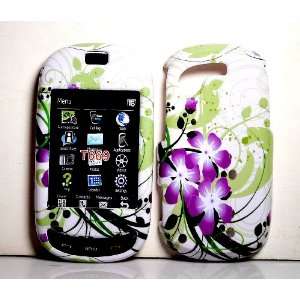  Purple Flower with Green Wave Snap on Hard Skin Shell Case 