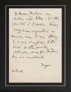 Edgar Degas Letter Signed Autograph Painting Sculpture  