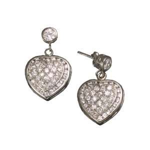  C.Z. DANGLING HEART RHODIUM PLATED (.925) STERLING SILVER 