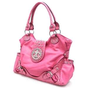 New Handbag Rhinestone Decor Fleurdelis Flap Premium Faux Leather 
