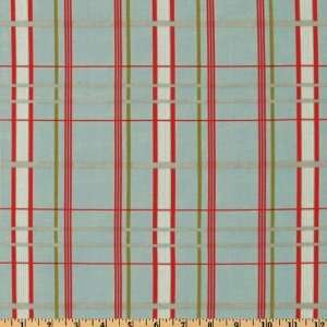  44 Wide Country Lane Plaid Light Blue/Red Fabric By The 
