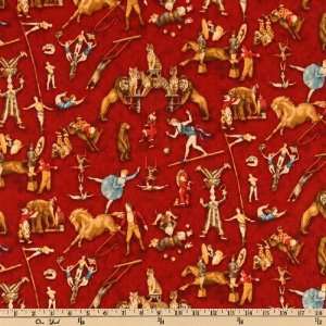  44 Wide The Circus Acrobats Scarlet Fabric By The Yard 