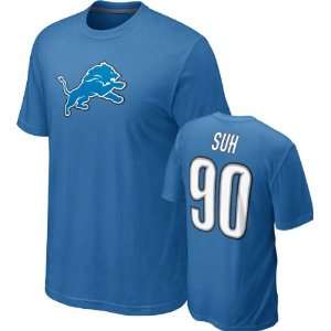  Ndamukong Suh #90 Blue Nike Detroit Lions Name & Number T 