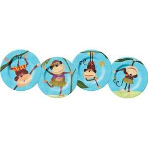 Merritt International Monkey Business 8 Plates, Assorted Set of 4 