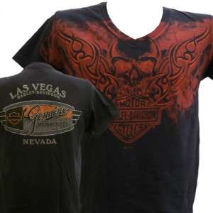   Davidson Las Vegas Dealer Tee T Shirt V Neck Skull BLACK 2XL #RKS