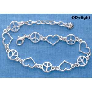  F1414 tlf   6.5+1.5 Heart & Peace Link   Silver Plated 