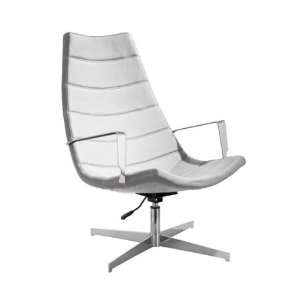 Domino Lounge Chair   White (White and Chrome) (42H x 38 