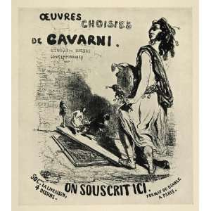  1924 Print Woman Drum Oeuvres Paul Gavarni Mini Poster 