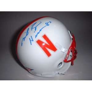 Mike Rozier Autographed Nebraska Cornhuskers Schutt Mini Helmet with 