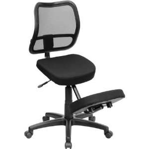  Black Fabric Ergonomic Kneeling Chair With Mesh Back 