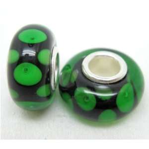  Bleek2Sheek Murano Glass Black and Green Charm Beads (set 
