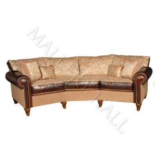 XL Curved Top Grade Brown 100% Leather & Fabric Sofa  