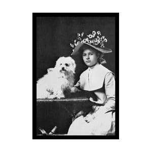  Woman in Bonnet with Maltese Terrier 20x30 poster