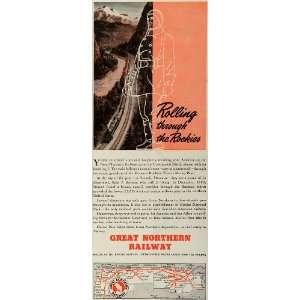  1943 Ad Great Northern Railway Rocky Mountains Glacier 
