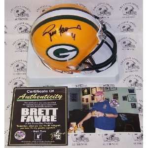  Brett Favre Autographed Green Bay Packers Mini Helmet 