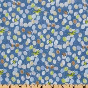  44 Wide Dinosauria Egg Hatch Blue Fabric By The Yard 