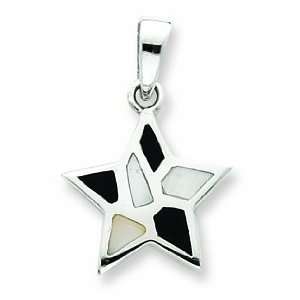  Sterling Silver Black And White Stone Star Pendant 
