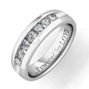  Engraved Mens 7 Stone Diamond Wedding Band Comfort Fit in 