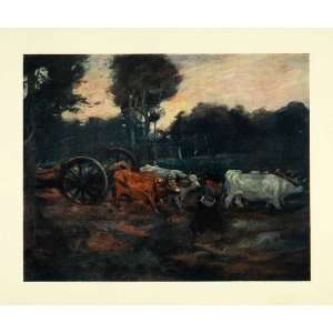  1912 Print Archibald Forrest Art Bullock Cattle Team Haul 