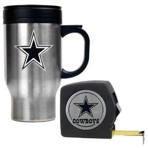  Dallas Cowboys NFL Travel Mug & Tape Measure Gift Set 