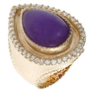  Rivka Friedman Bold Purple Quartzite CZ & Teardrop Ring 