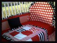 NEW baby crib bedding set BLACK RED STRIPE POLKA DOT  