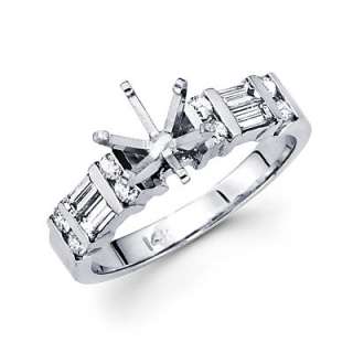14k White Gold Diamond Engagement Ring Semi Mounting V  