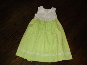 Girls Talbots Kids Green White Wrap Dress Size 6 X  