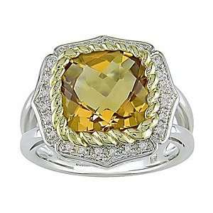  1/10ct Diamond and Citrine Ring in 10k Yellow Gold and 