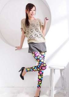 COLORFUL NEON BUBBLE BLACK FOOTLESS TIGHTS LEGGINGS  