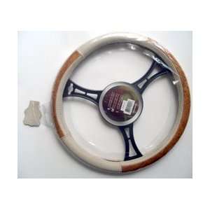  Leather Steering Wheel Cover Wood & Beige Automotive