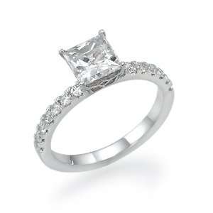 Swarovski Ring (Princess Bride) White Gold 14K with 1.53 cttw   1.25 