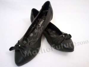 Via PINKY Pointy Toe Black Ballet Flats Shoe with Bow  