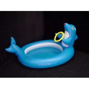  NEW INFLATABLE POOL TOY   DOLPHIN w. HOOP + SPRAYER FUN 