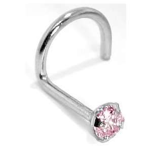   Pink Diamond   950 Platinum Nose Ring Twist / Screw  20 Gauge Jewelry