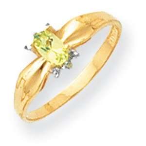 Diamond Peridot Birthstone Ring in 14k Yellow Gold 