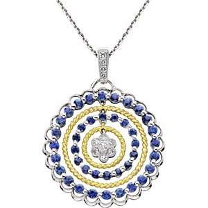  Sapphire and Diamond pendant in 18kt two tone gold Amoro 