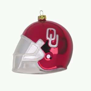   Sooners NCAA Glass Football Helmet Ornament (3) 