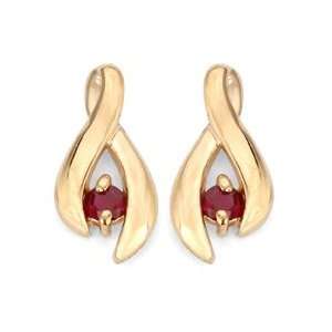  0.24 Ct Round Ruby Solid 14K Yellow Gold Earrings   New Jewelry