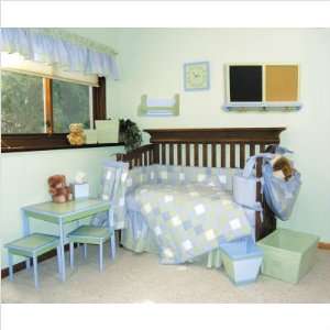 Trend Lab Blue and Sage Green Patchwork Four Piece Crib 
