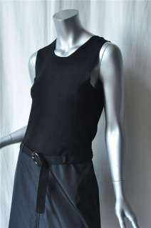 PRADA Black Knit + Nylon Belted Sleeveless Dress M 42  