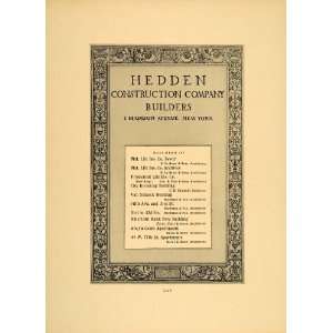  1909 Hedden Construction Company Builders NYC Print Ad 
